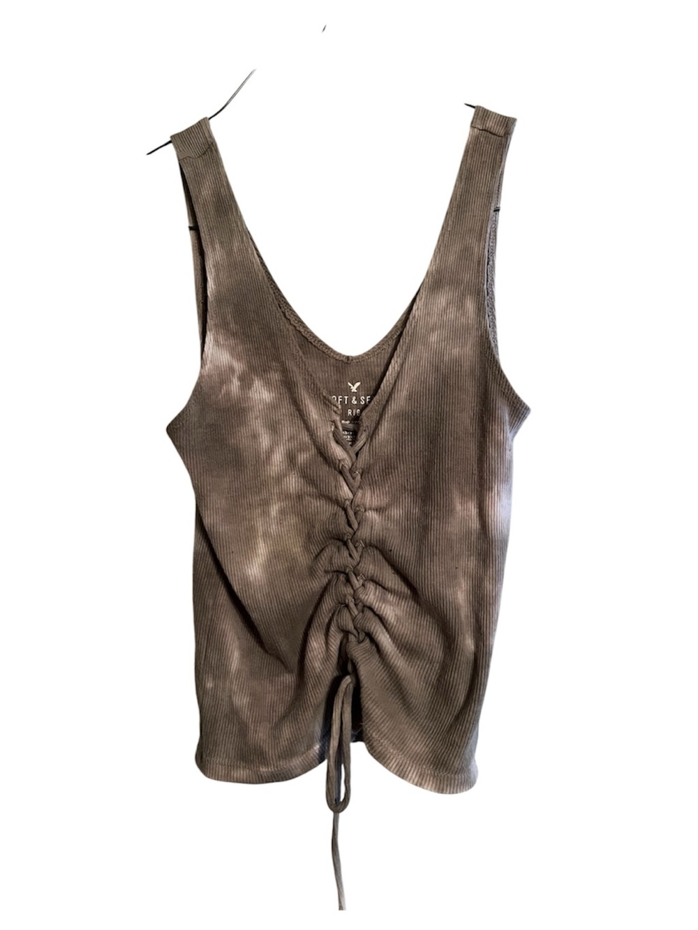 American Eagle Soft & Sexy Tie Dye Ruched Ribbed Tank Top XS